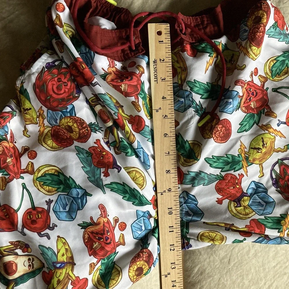 Veccoberry Man's Fruits Printed Board Shorts QuickDry Drawstring Size Medium